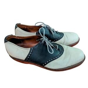 Vintage Mens Cole Haan Size 9 D Two Tone Saddle Oxfords Red Rubber Soles USA